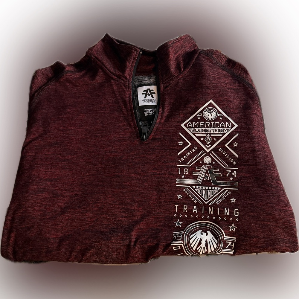 American Fighter Long sleeve shirt  EUC half zip burgundy/maroon shirt